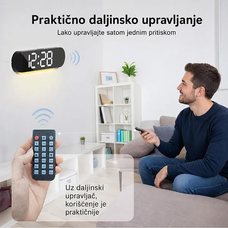 Zidni sat sa budilnikom i termometrom 11938BL 18460-11938BL