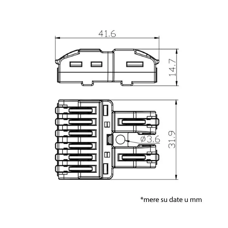 Bezvij. spojnica-klemna, 2P/6P 0.2-4mm2 450V/32A CMK-422-6