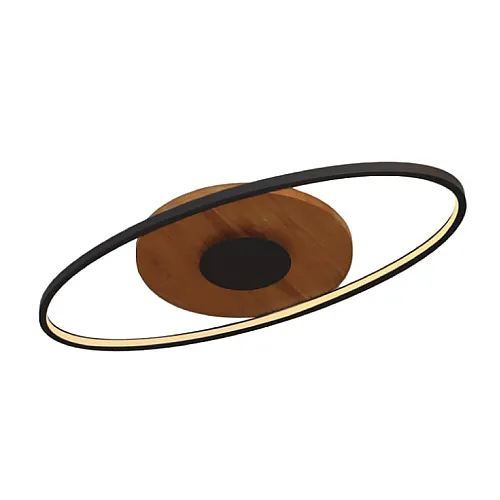 LED plafonjera 40W, promenljiva boja svetla, crna/drvo