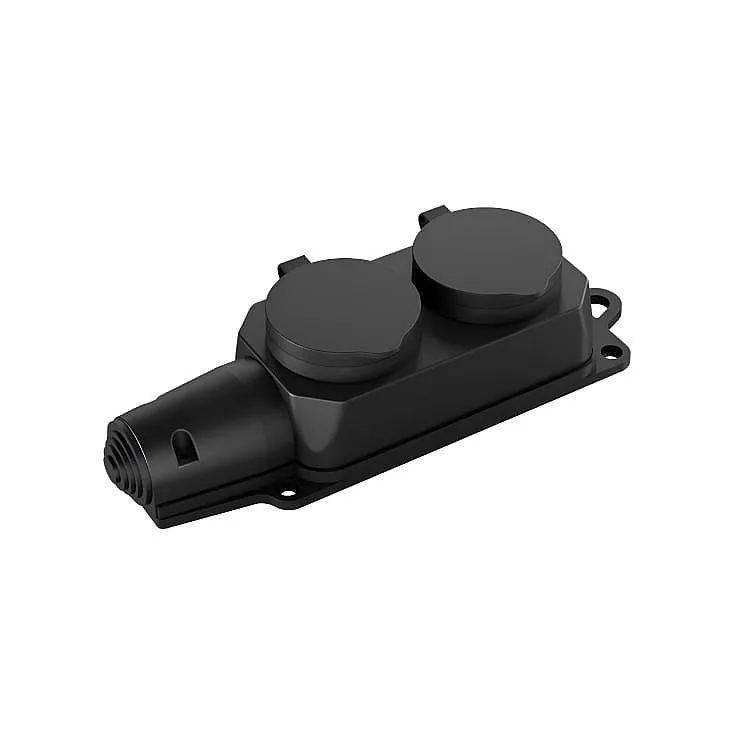Braytron podsklop sa 2 utičnice IP44 crni BY72-01002