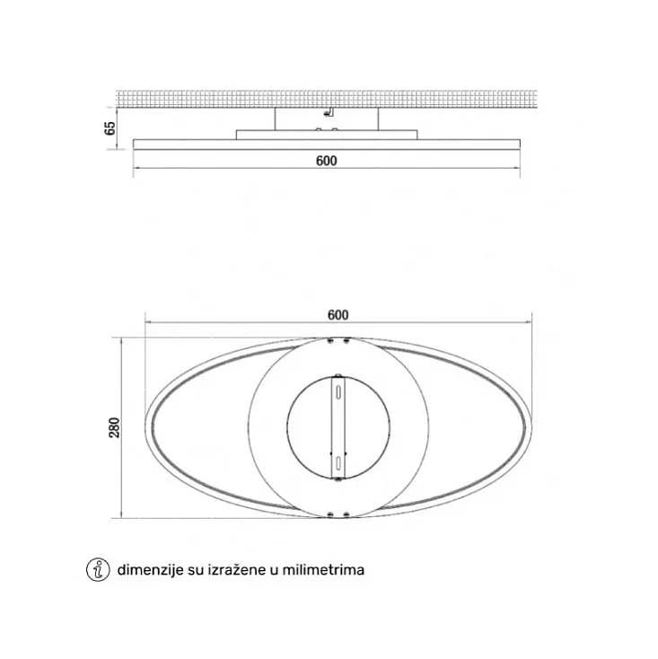 LED plafonjera 40W, promenljiva boja svetla, crna/drvo SOLEA81