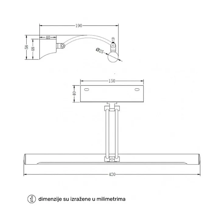 Zidna LED lampa 7W 3000K hrom VESTA694