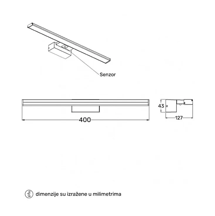 Zidna LED lampa 6W sa senzorom 4000K hrom VESTA688B