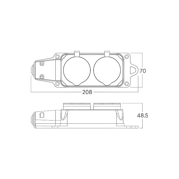 Braytron podsklop sa 2 utičnice IP44 crni BY72-01002
