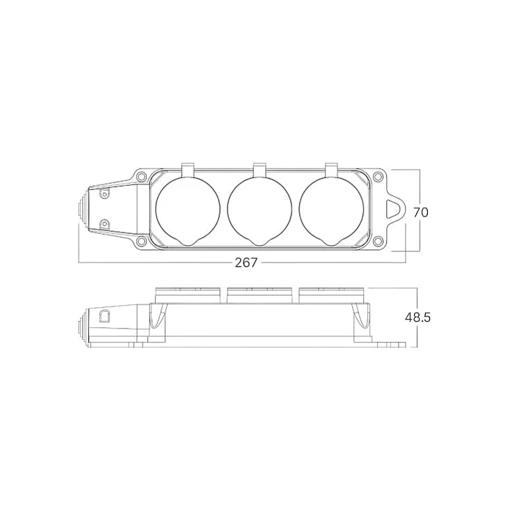 Braytron podsklop sa 3 utičnice IP44 crni BY72-01003