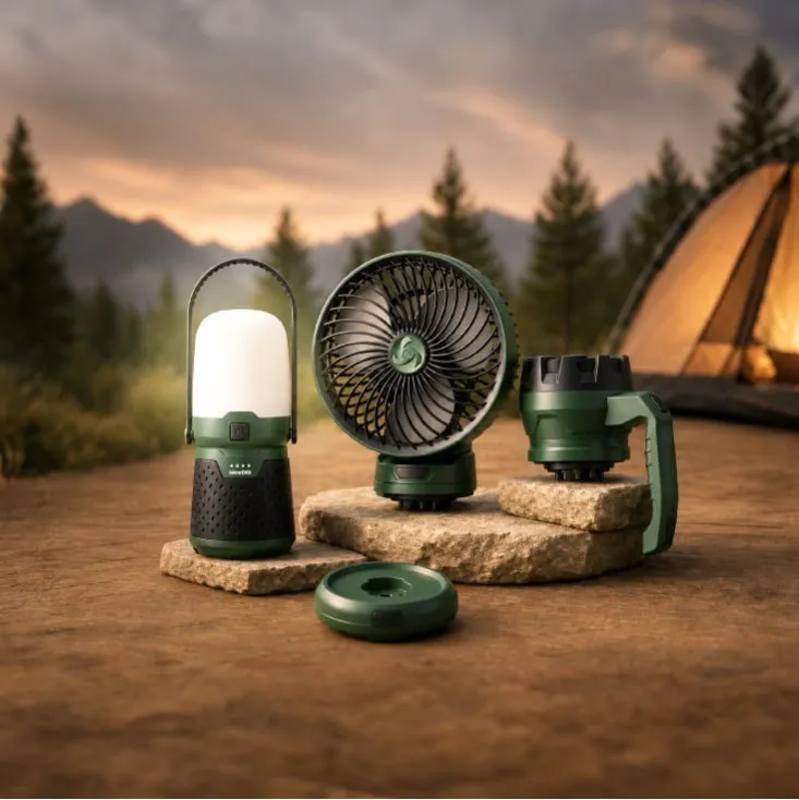 Iskra ERO akumulatorski kamperski set, ventilator+lampe IE-MCS3I1