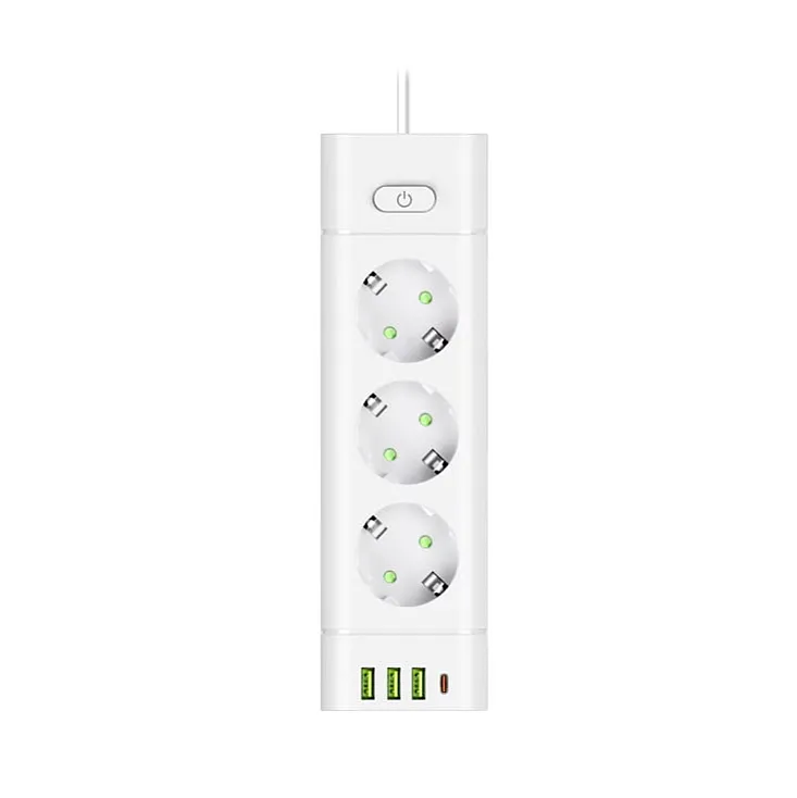 Prosto produžni kabl sa 3 utičnice, USB i USB-C priključcima, beli
