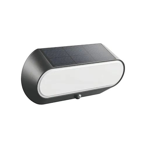 Ovalna solarna zidna lampa sa senzorom pokreta, 5W, 500lm, 4000K, crna 145-20826