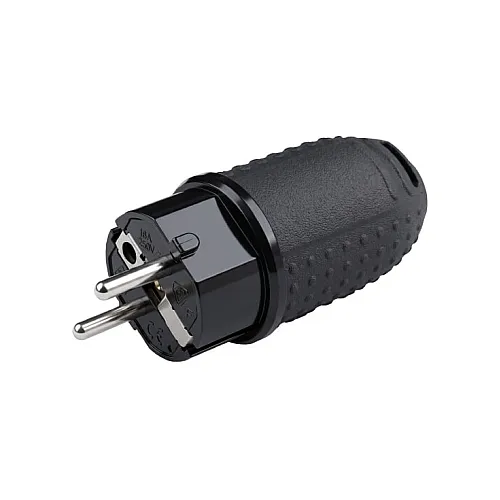 Gumeni šuko utikač, IP44, 16A, 220-240V, crni 147-10032