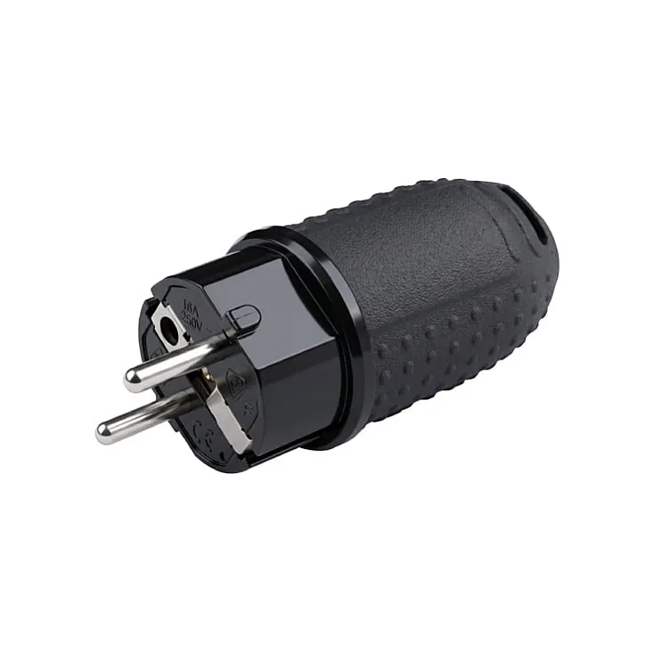 Gumeni šuko utikač, IP44, 16A, 220-240V, crni 147-10032