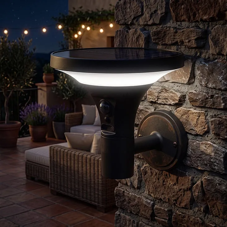 Eurolamp solarna zidna lampa sa senzorom pokreta, 3.8W, 500lm, crna 145-20862