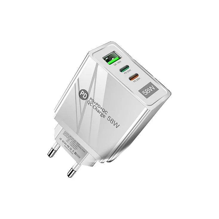 Univerzalni USB brzi punjač 58W 2xUSB-C PD + USB-A QC 3.0