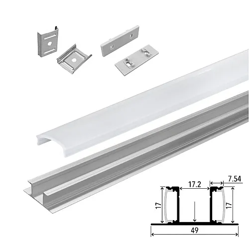 Set aluminijumski zidni profil za dve LED trake 1m 17x49 mm