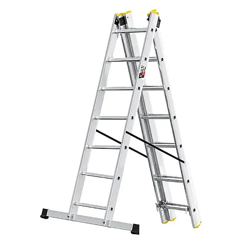 Aluminijumske trodelne merdevine 3x7 gazišta 150 kg