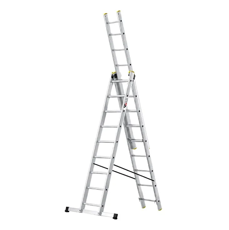Aluminijumske trodelne merdevine 3x9 gazišta 150 kg