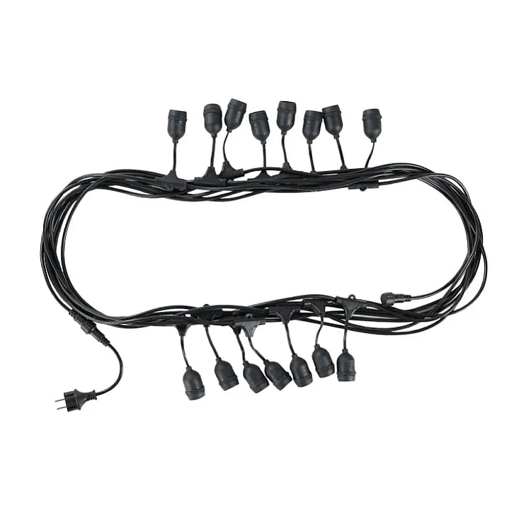 Niz 15 grla E27 sa kablom, 15 m, IP44, crna AOE27S1515