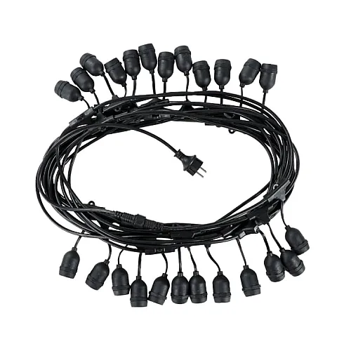 Niz 24 grla E27 sa kablom, 15 m, IP44, crna