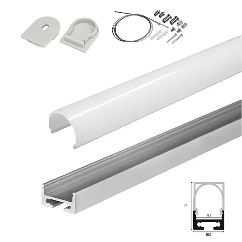 Set A aluminijumski profil za LED trake 1m 27x20 mm LPR-2027/1A-SET