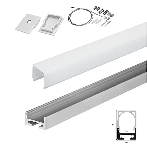 Set B aluminijumski profil za LED trake 1m 27x20 mm