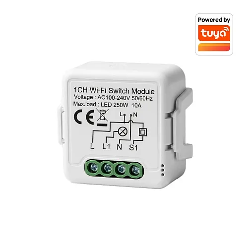 Wi-Fi smart prekidač-modul, 1x10A WFM-SWN01