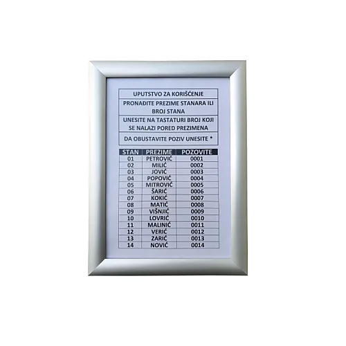 Ram za spisak stanara T927