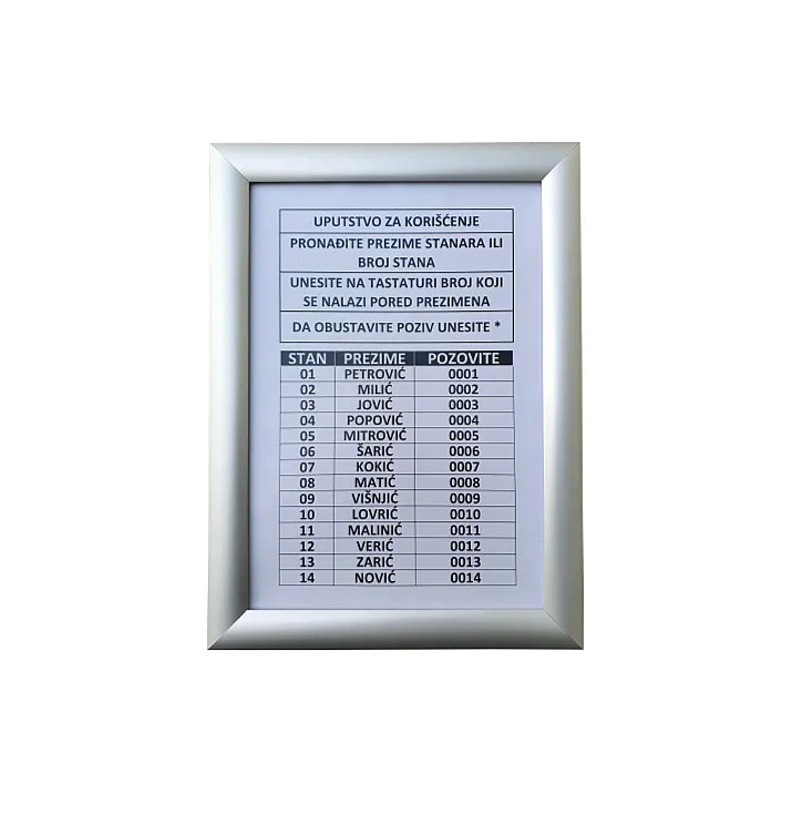 Ram za spisak stanara T927