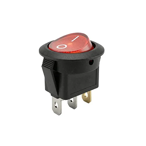 Okrugli crveni prekidač 21mm, 2pola/3pina PREKokr220RD