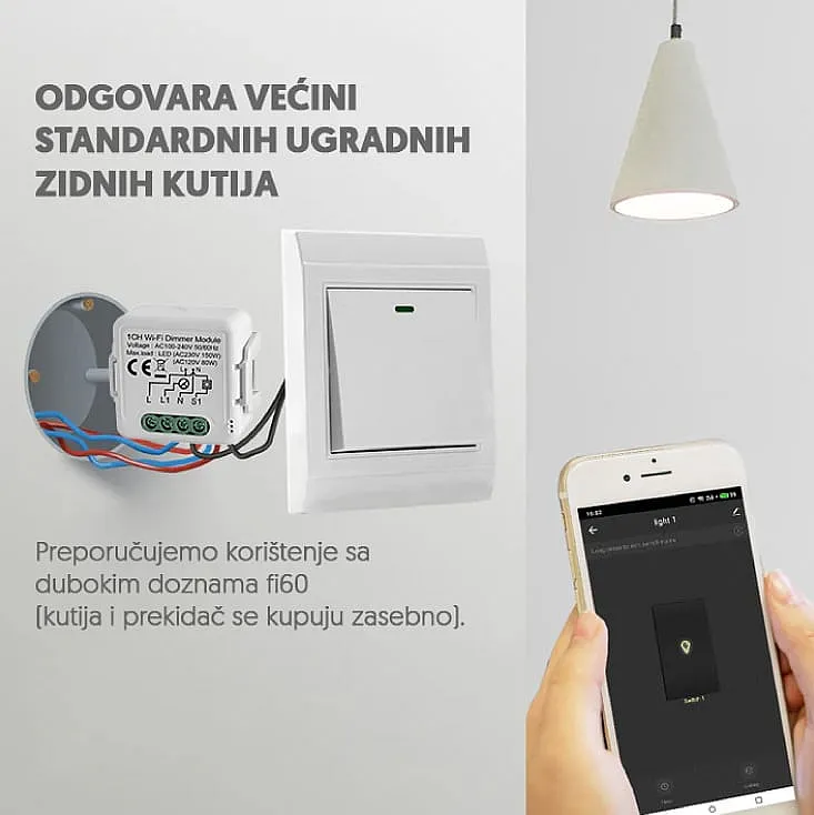 Wi-Fi smart dimer-modul, 150W WFM-DM01