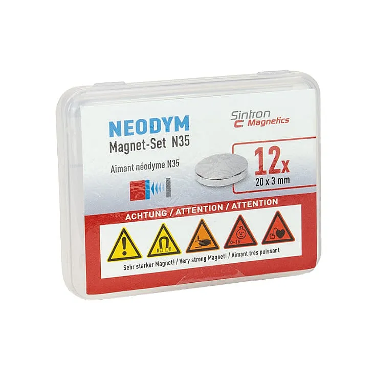 Neodijumski magnet N35 20x3mm 12 kom. BN208060