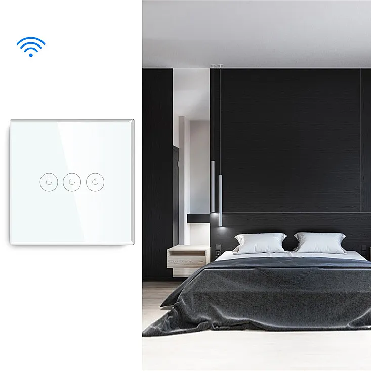 Wi-Fi smart prekidač svetla sa N provodnikom 3x5A WFPS-N03/WH