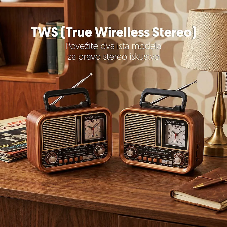 Prenosni retro RGB Bluetooth radio + sat 7778BT/B NS-7778BT/B