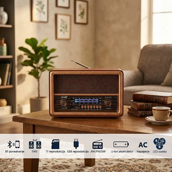 Retro RGB Bluetooth radio 8076BT NS-8076BT