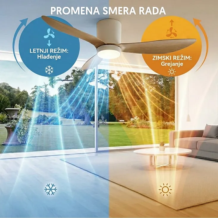 Prosto plafonski vent. 132cm, 3 elise, LED svetlo