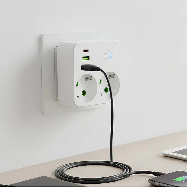 Strujni razdelnik 2 utič. + prekidač, 2xUSB+tip CNV86U/WH