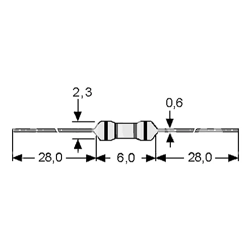 Otpornik ugljeni 5% 10R  1/4W OTP1/4W10R