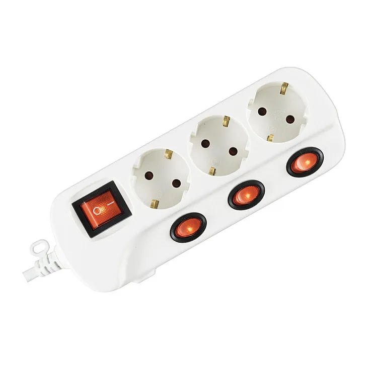 Razvodnik sa 3 mesta 1,5m 1.0mm2 + prekidači NVK03K/WH