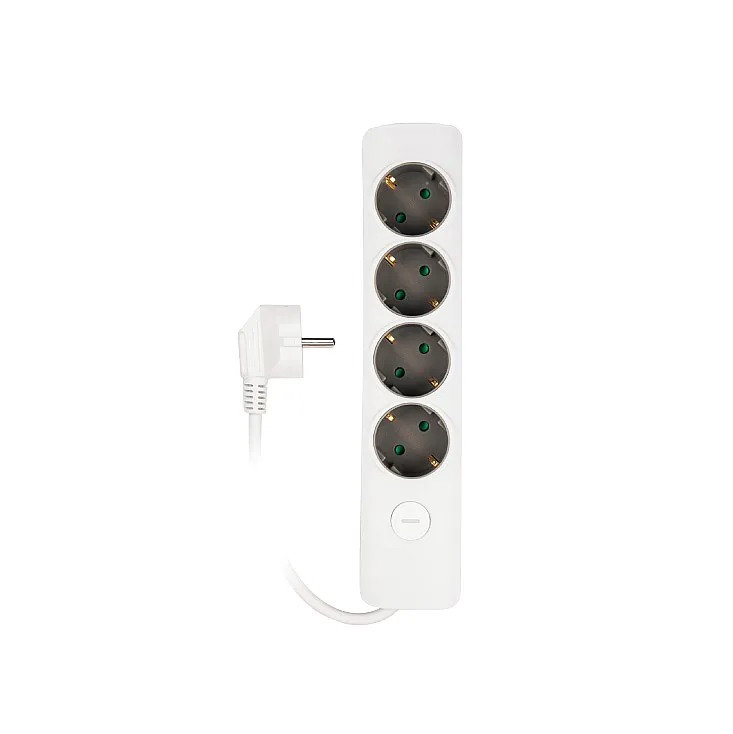 Razvodnik sa 4 mesta 1.4m 1.5mm2 + prekidač NVU4K/WH-P/1,5