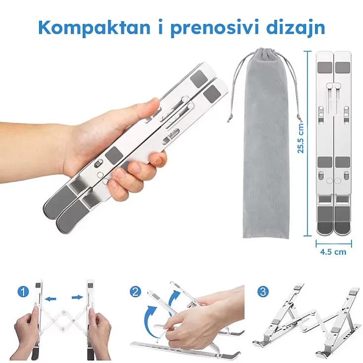 Podesivi aluminijumski stalak za laptop LPH01/S