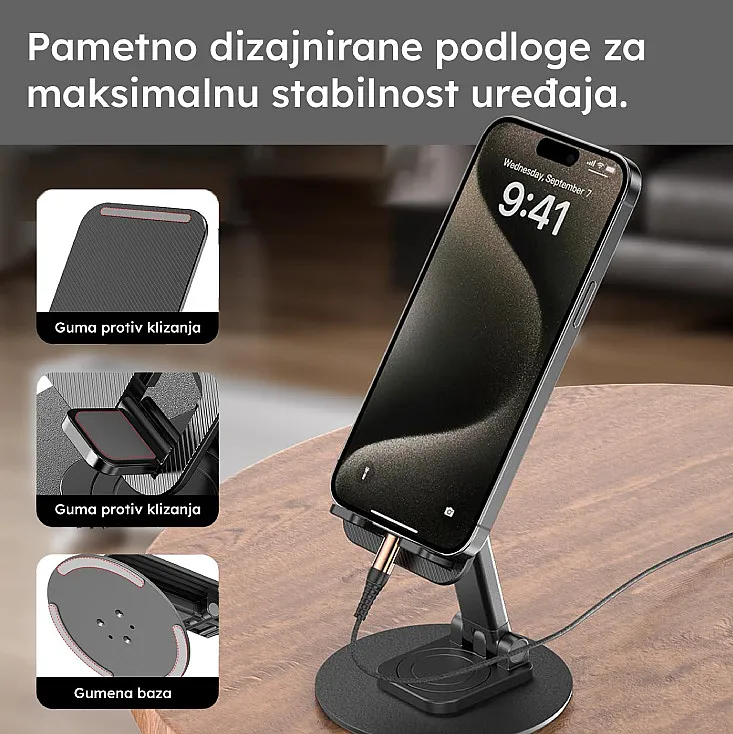 Stoni podesivi držač za mobilni i tablet MBS01/BK