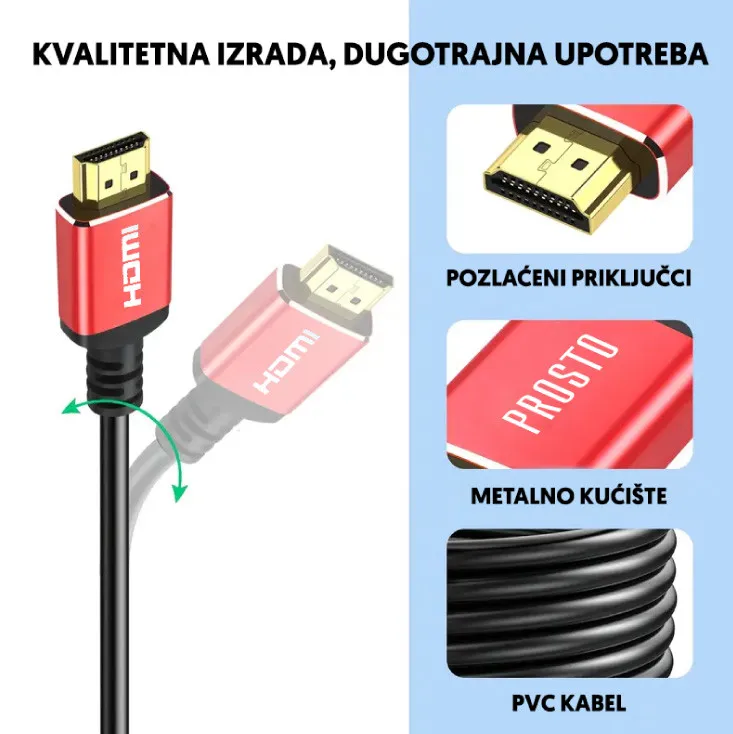 HDMI V2.1 kabel pozlaćen 8K 48Gbps 2.5m HDMI2.5-V2.1