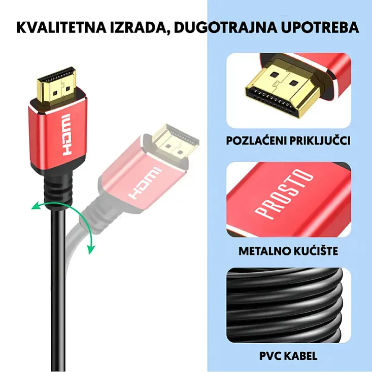 HDMI V2.1 kabel pozlaćen 8K 48Gbps 2.5m HDMI2.5-V2.1