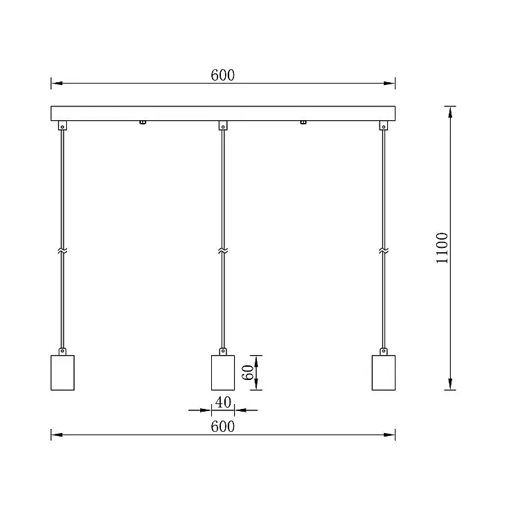 Braytron crna visilica 3xE27 BV04-00062