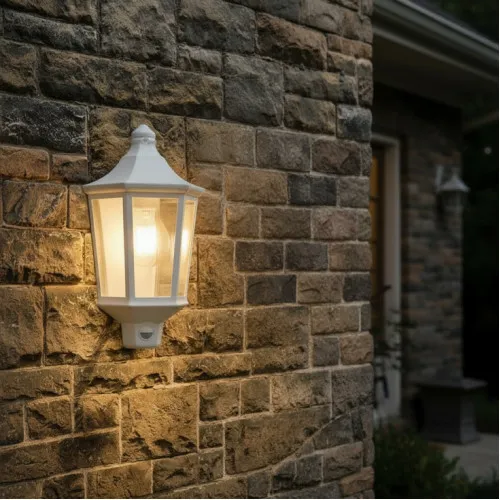 Braytron bela spoljna svetiljka sa senzorom 1xE27 BG44-20100