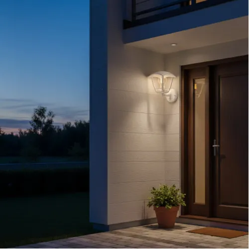 Braytron bela zidna lampa sa senzorom 1xE27 BG44-20300