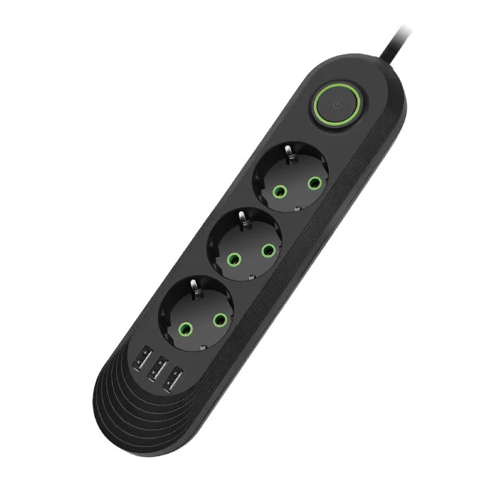Razvodnik sa 3 mesta 2m 1.5mm2+pr. 3xUSB NV371U-2/BK