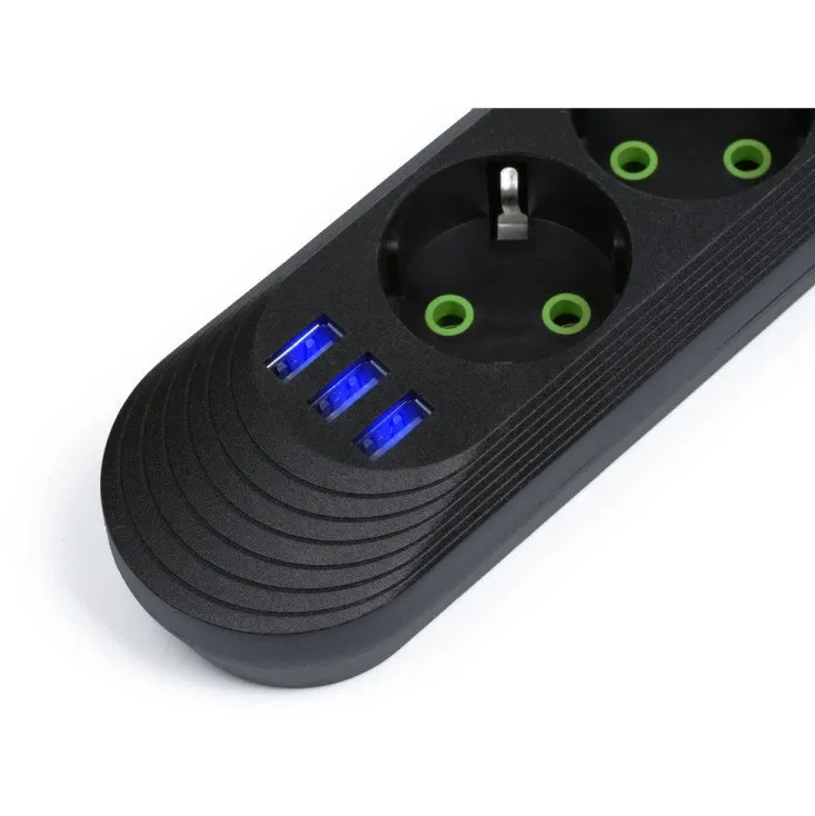 Razvodnik sa 3 mesta 2m 1.5mm2+pr. 3xUSB NV371U-2/BK