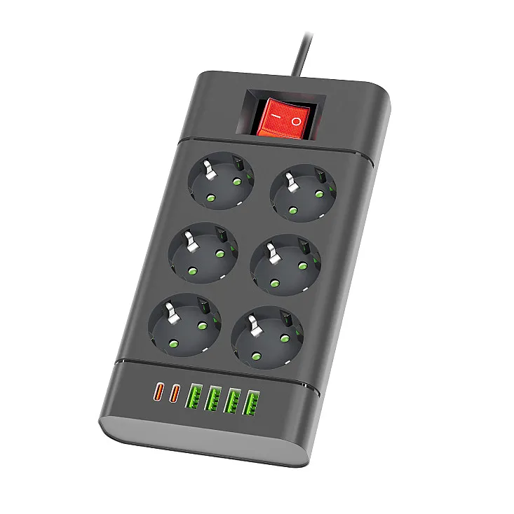 Razvodnik sa 6 mesta 2m 1.5mm2+pr. 4xUSB+2xtip C NV614U-2/BK