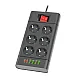 Razvodnik sa 6 mesta 2m 1.5mm2+pr. 4xUSB+2xtip C NV614U-2/BK