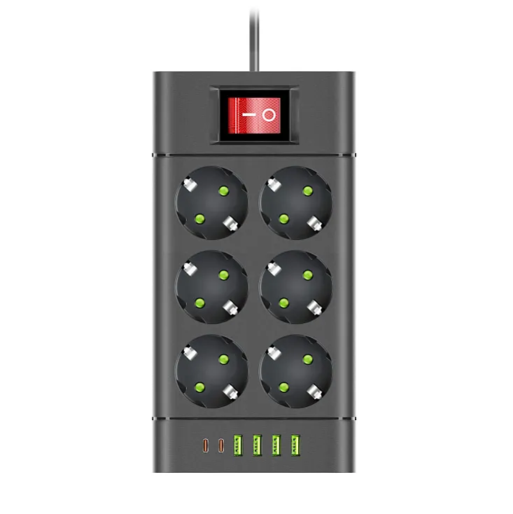 Razvodnik sa 6 mesta 2m 1.5mm2+pr. 4xUSB+2xtip C NV614U-2/BK