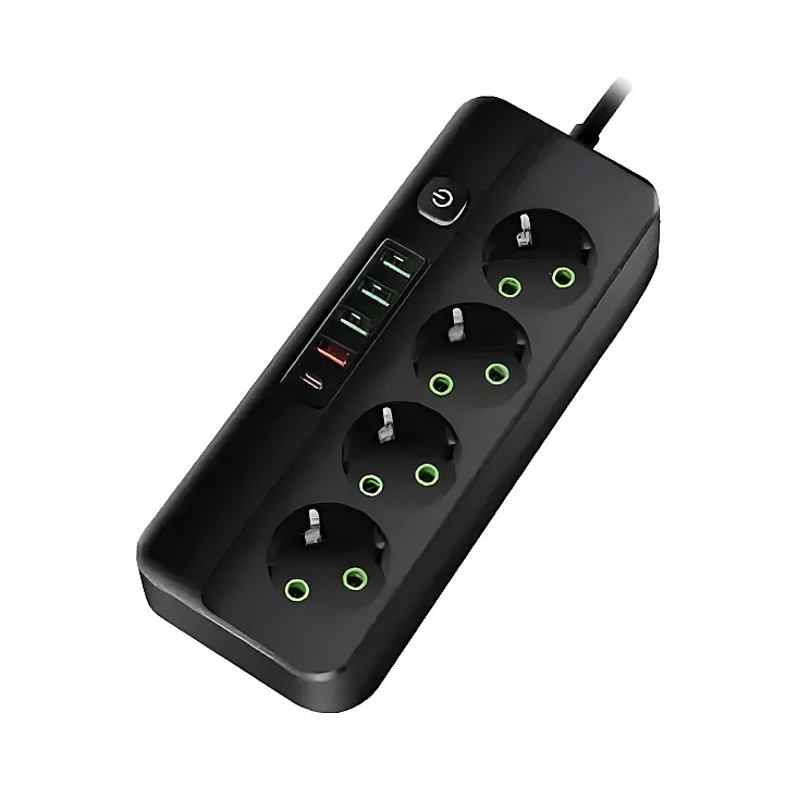 Razvodnik sa 4 mesta 2m 1.5mm2+pr. 4xUSB+tip C NV492U-2/BK